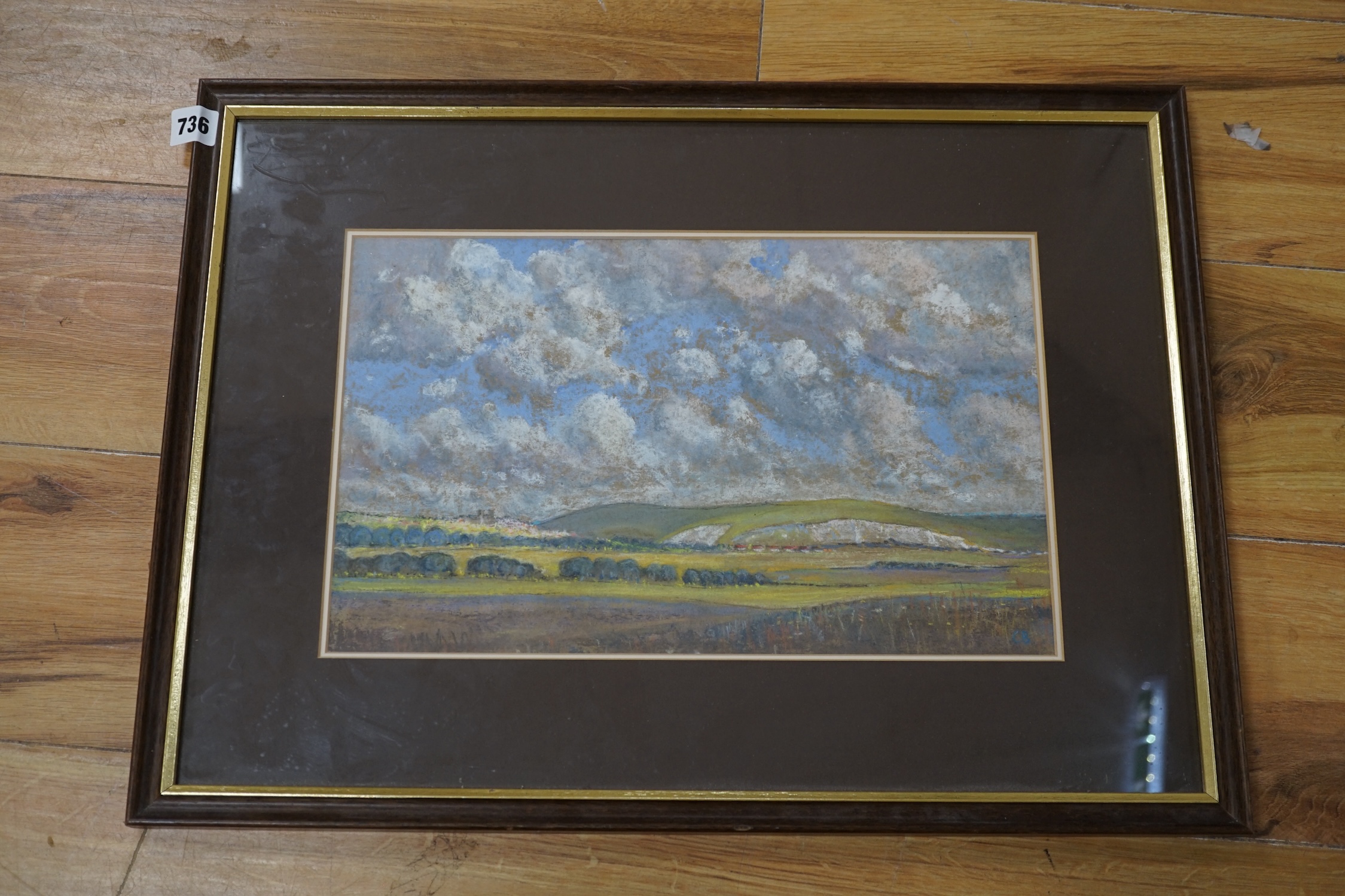 Colin Douglas Buchanan, pastel, 'Lewes, a view from the south', initialled, 23 x 38cm. Condition - fair